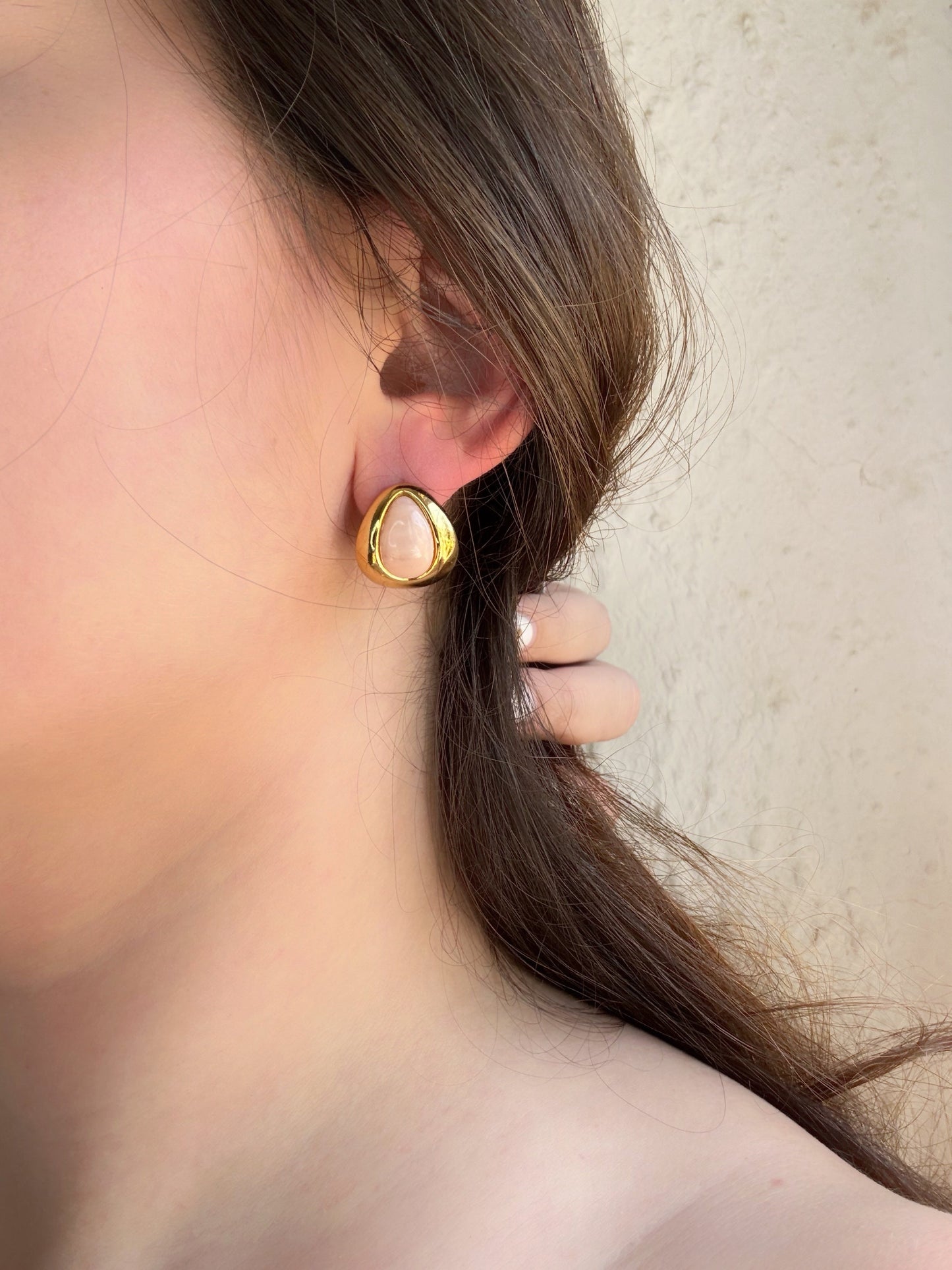 boucles d'oreilles roses poudrées goutte d'eau - Aurorejewels