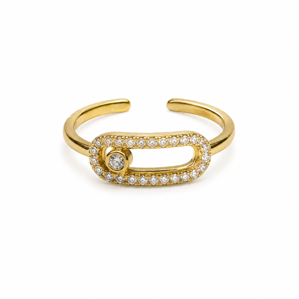 BAGUE COULISSANTE STRASS ACIER INOXYDABLE