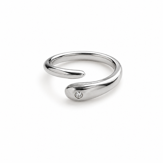 BAGUE GOUTTE D'EAU ARGENTÉE