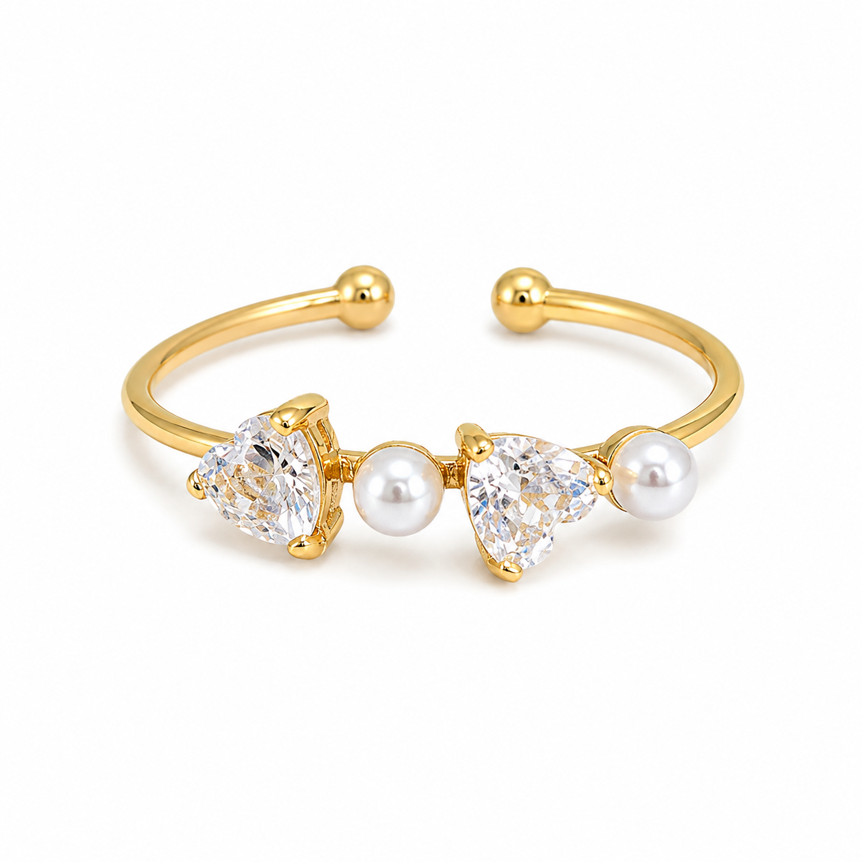 BAGUE COEURS PERLES