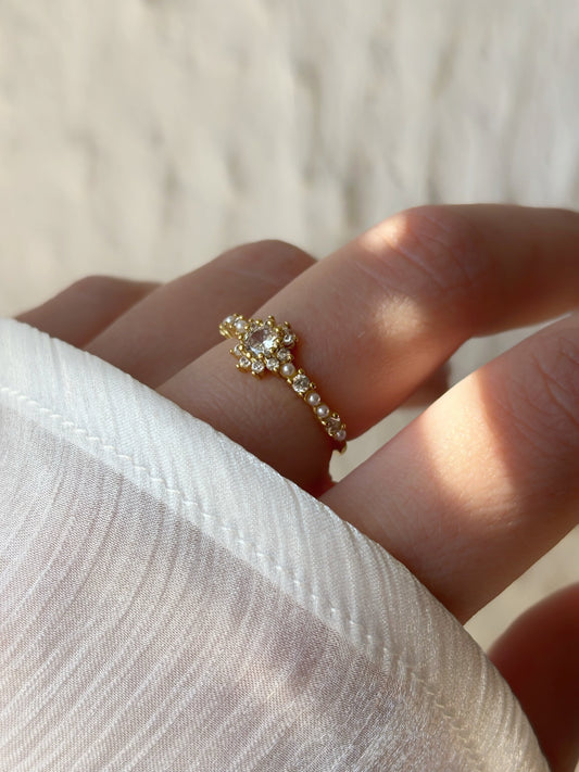 Bague strass & perles - Aurorejewels
