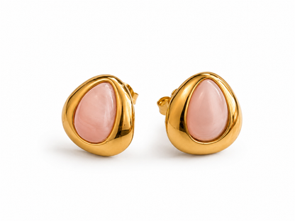 BOUCLES D'OREILLES ROSES POUDRÉES