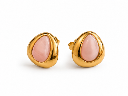 BOUCLES D'OREILLES ROSES POUDRÉES