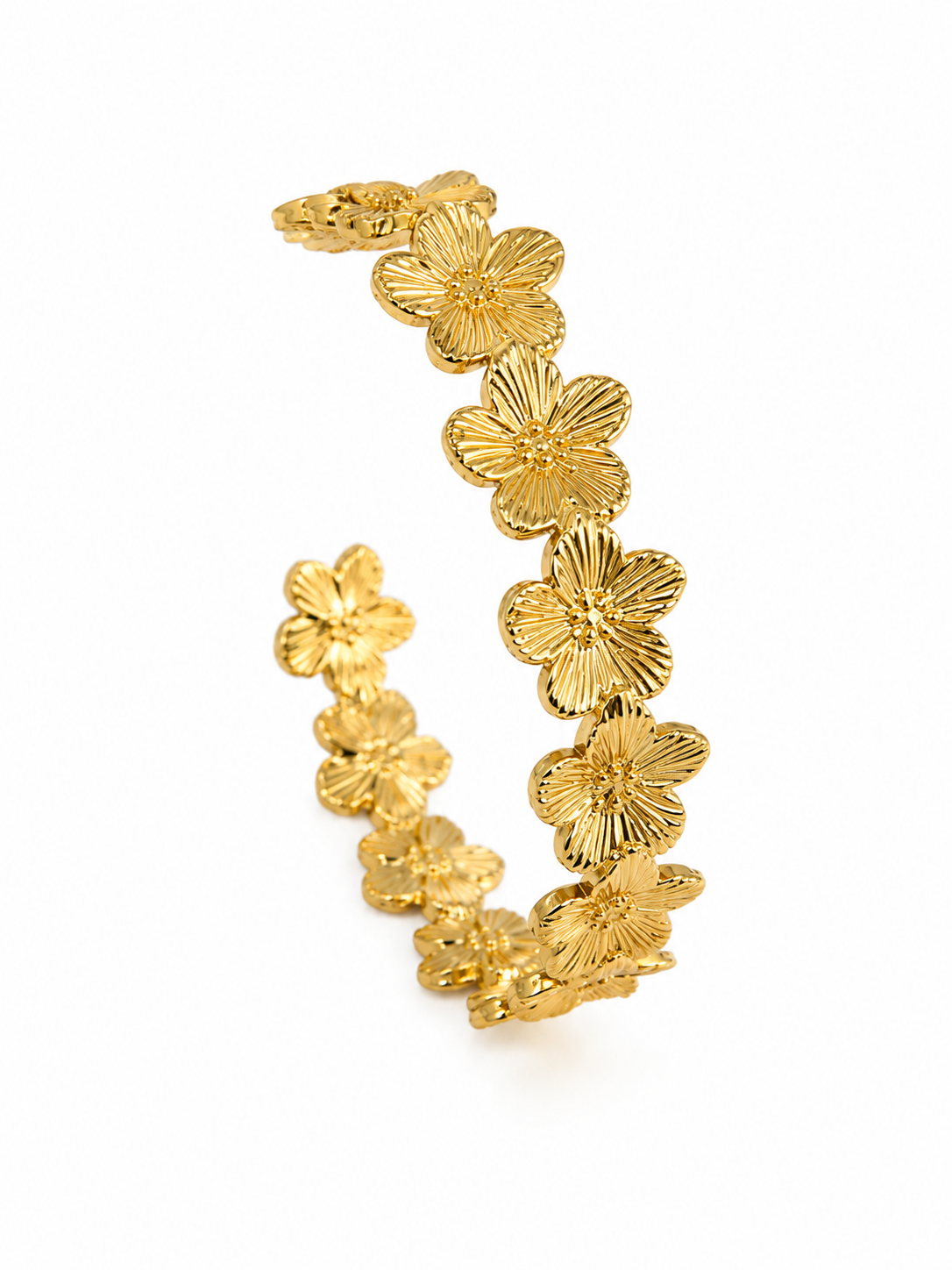 Flower bangle bracelet